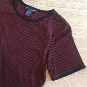 {See You Monday} Burgundy Striped T-Shirt Dress
